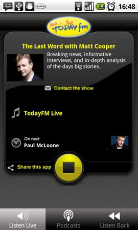 Today FM Android app screenshot