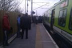 Stranded Irish Rail passengers ask a driver questions