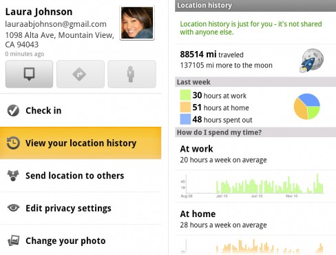 View your location history from your Latitude profile and discover interesting statistics about your location habits
