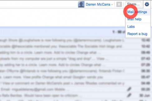 Click on Gmail's Mail Settings