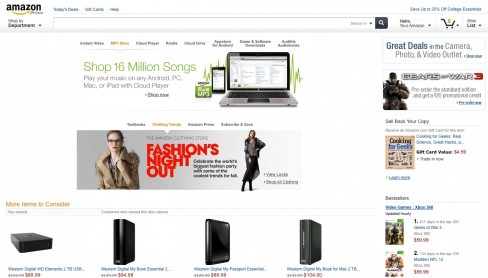 Screenshot of Amazon's redesign tablet-friendly website