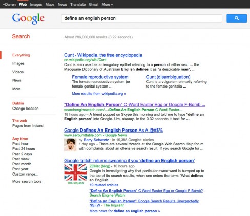 How Google defines an English person
