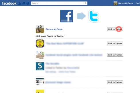 Select which Facebook profile or page to link to Twitter