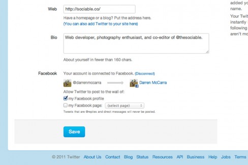 Select which Facebook profile or page to share tweets to