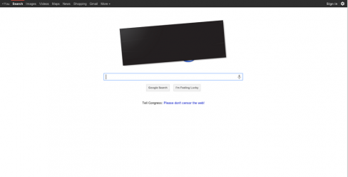 Google homepage's blacked out SOPA logo