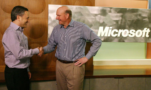 David Sacks and Steve Ballmer closing the Microsoft Yammer deal today