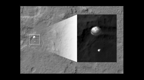 Mars Curiosity Rover parachute from the Mars Reconnaissance Orbiter
