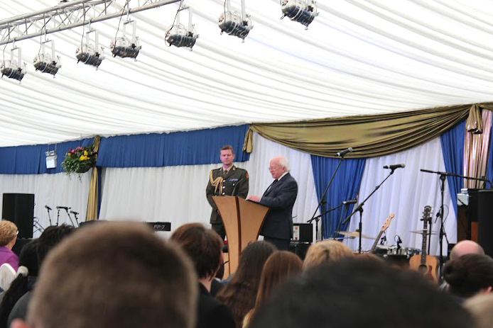 President Michael D. Higgins speaking at the inaugural Being Young and Irish event at Áras an Uachtaráin in July