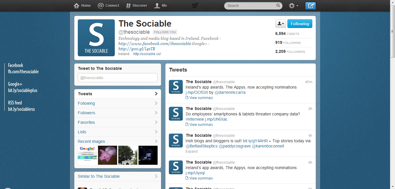 Twitter's old profile design