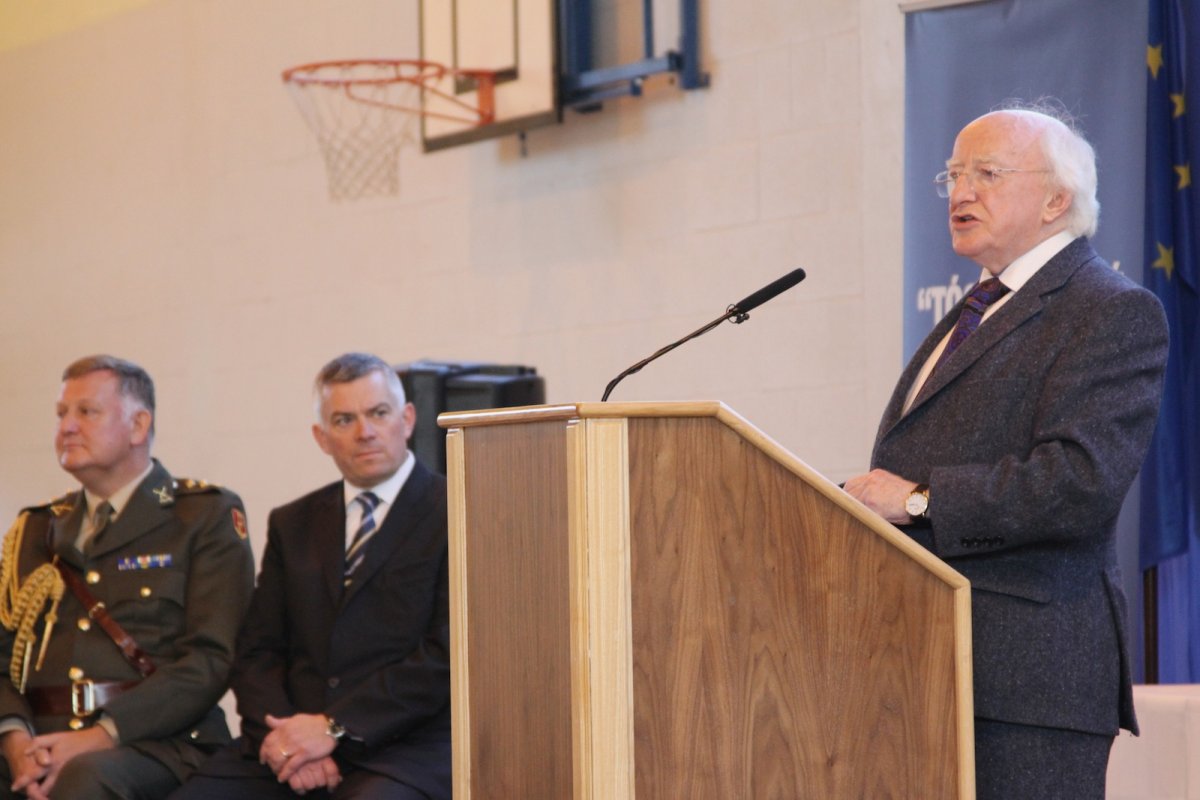 President Higgins speaking at the Being Young and Irish regional workshop in Monaghan