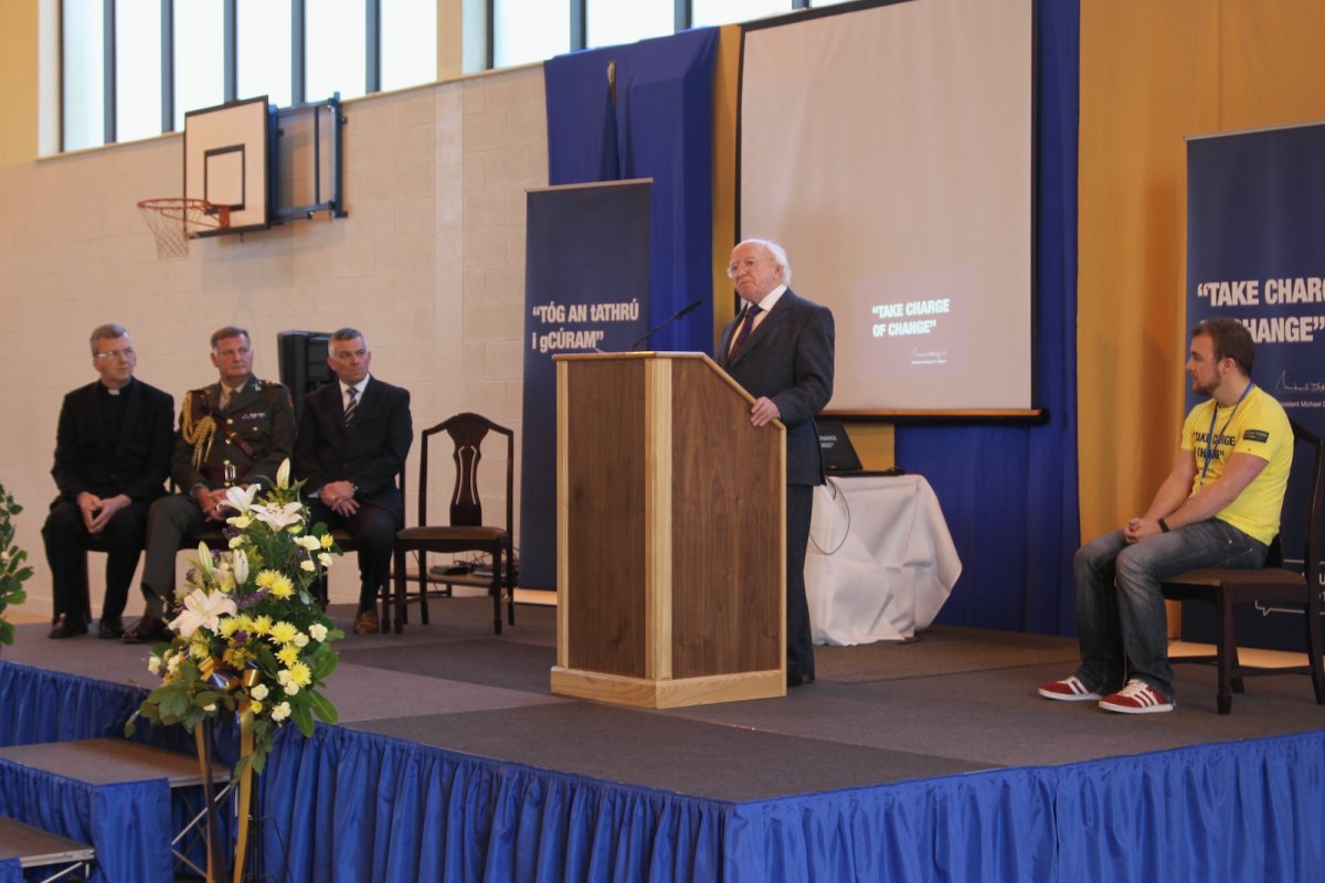 President Higgins speaking at the Being Young and Irish regional workshop in Monaghan