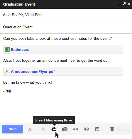 Attach a file from Google Drive to Gmail
