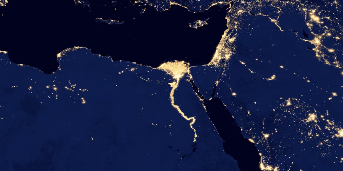 Egypt and the Nile at night