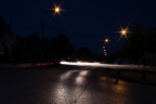Speeding car at night