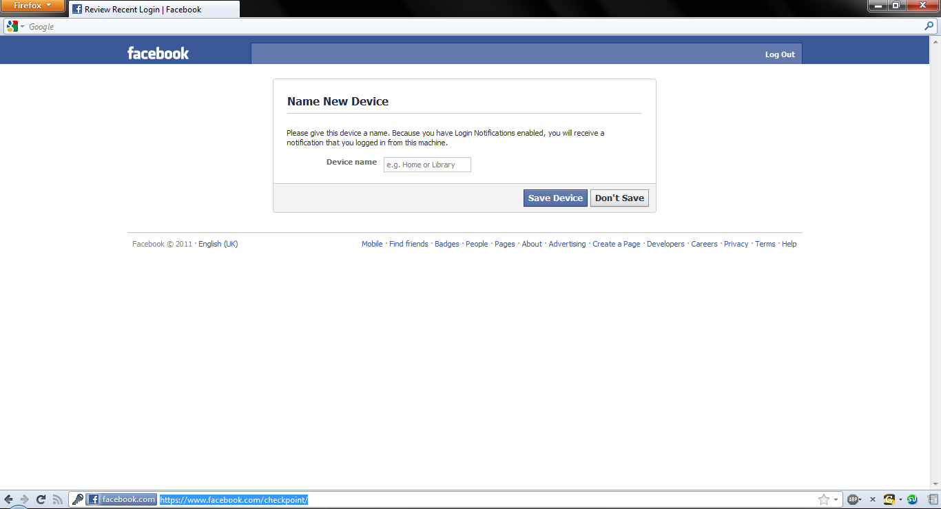 Using Notification for Facebook Login