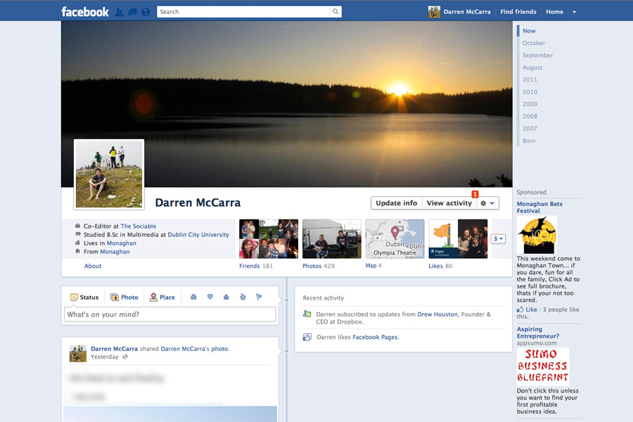 facebook profile timeline layout