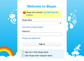 Skype login screen