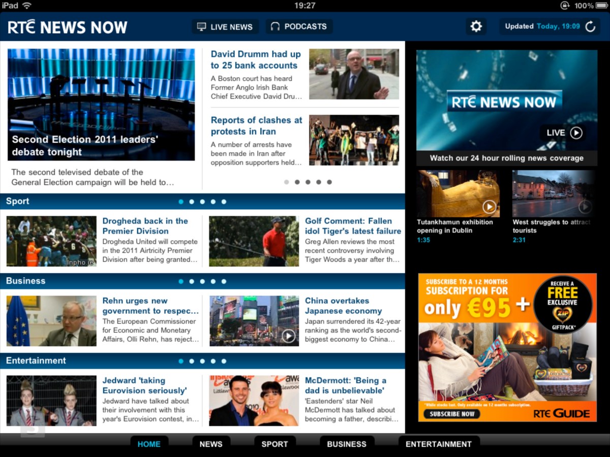 RtÉ Launch Ipad Specific RtÉ News Now App