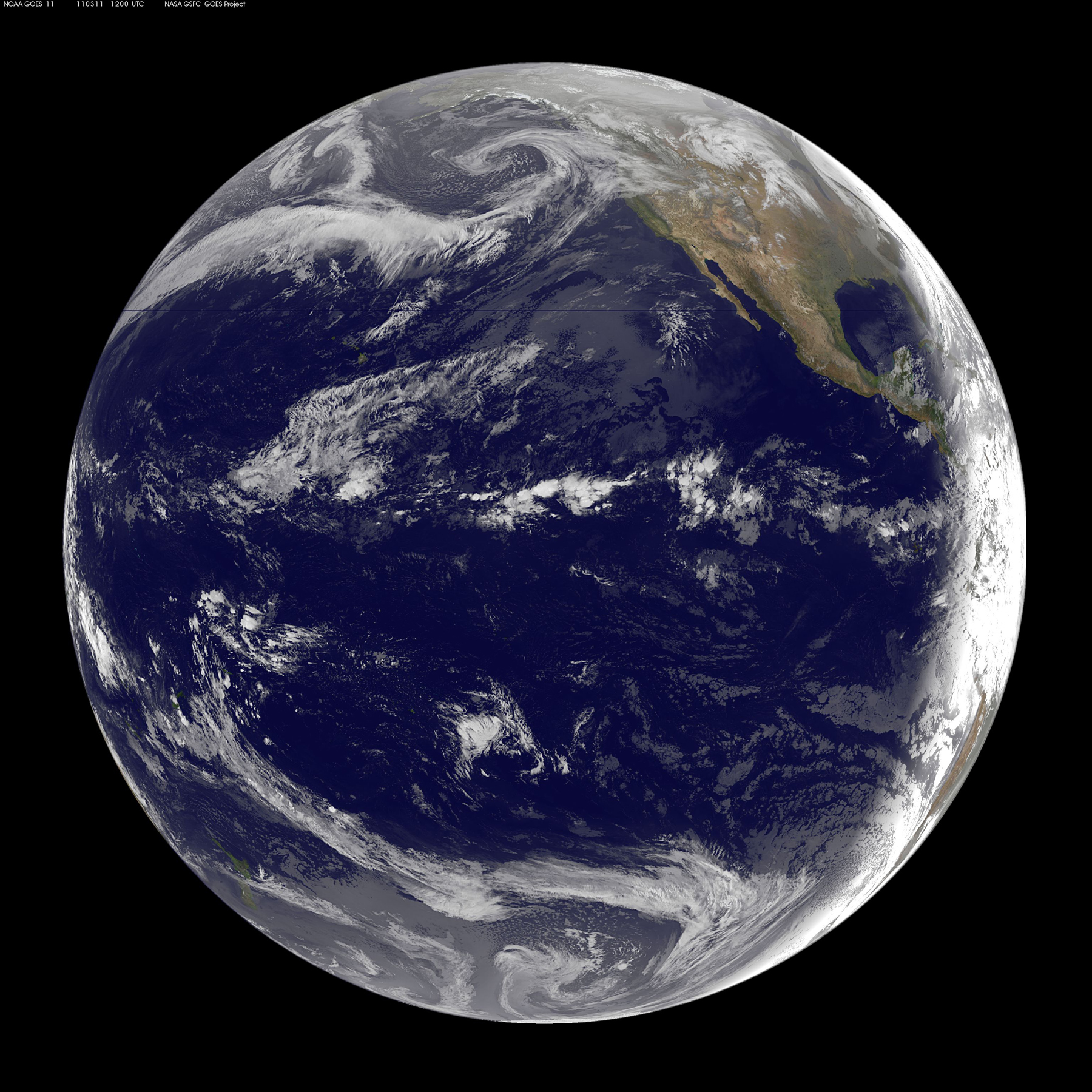 NASA Goddard satellite image of Pacific as tsunami passes