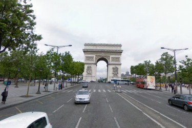 The Arc de Triomphe, Paris, as seen in Google Street View