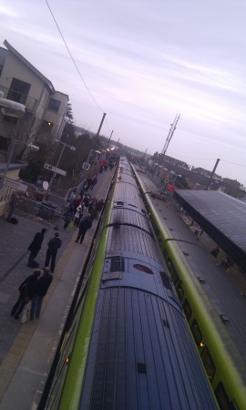 Suspended Irish Rail trains wait in Malahide station