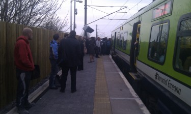 Stranded Irish Rail passengers ask a driver questions