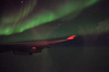 Northern lights as seen from transatlantic flight