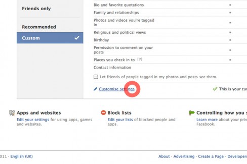 2. Click on Customise settings