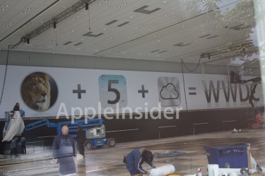 Preparatory work ongoing at WWDC 2011. Credit: Apple Insider