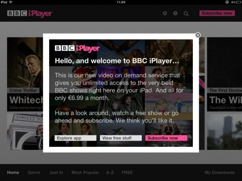 BBC global iPlayer app screenshot