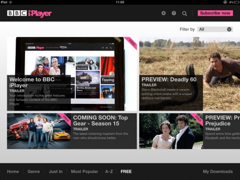 BBC global iPlayer app screenshot