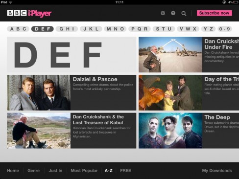 BBC global iPlayer app screenshot