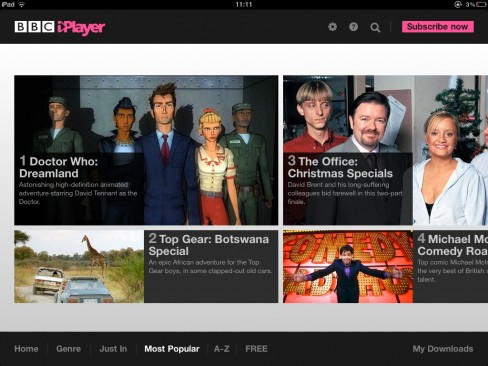 BBC global iPlayer app screenshot