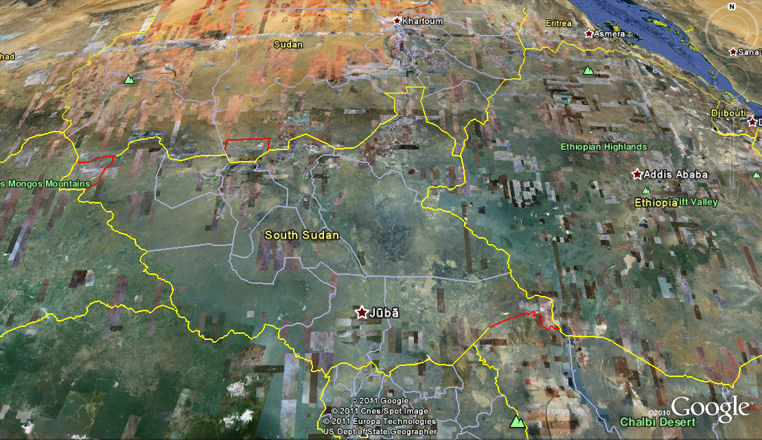 South Sudan on Google Earth