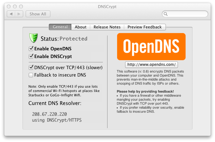 DNSCrypt from OpenDNS