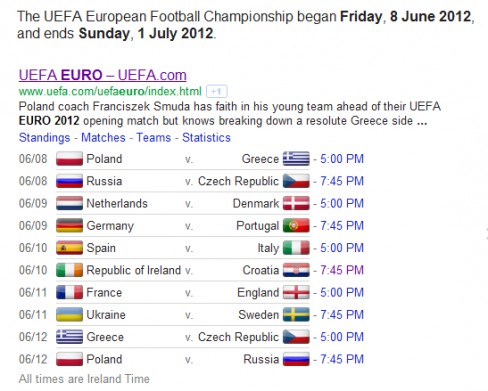 Google UEFA listings