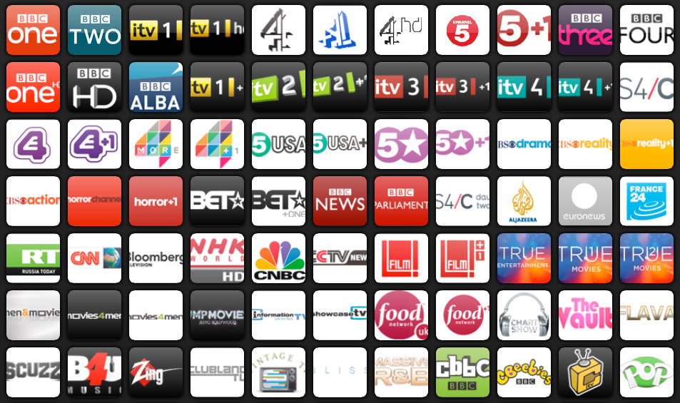 Some of the channels available free on Freesat