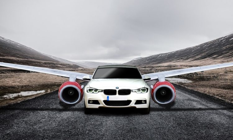 Auto Speed Road Wings Car Taking Off Drive