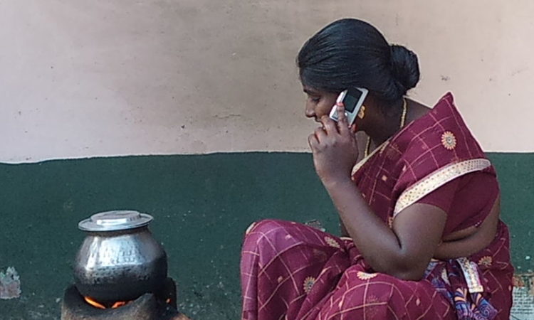 rural woman phone