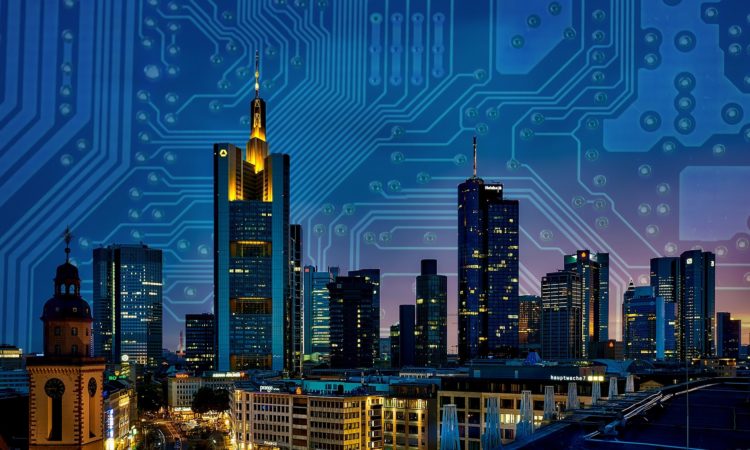 Smart city in evening