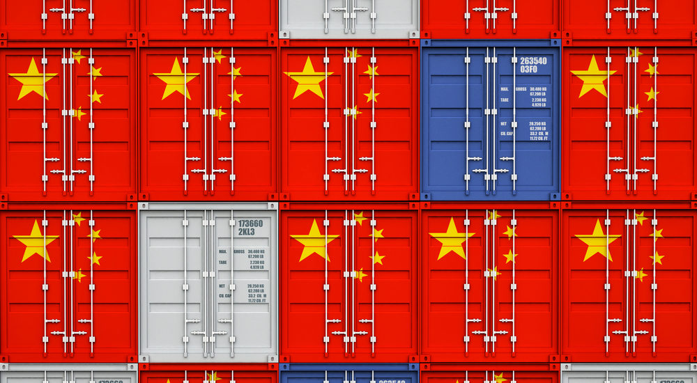 3d image of classic container with china flag